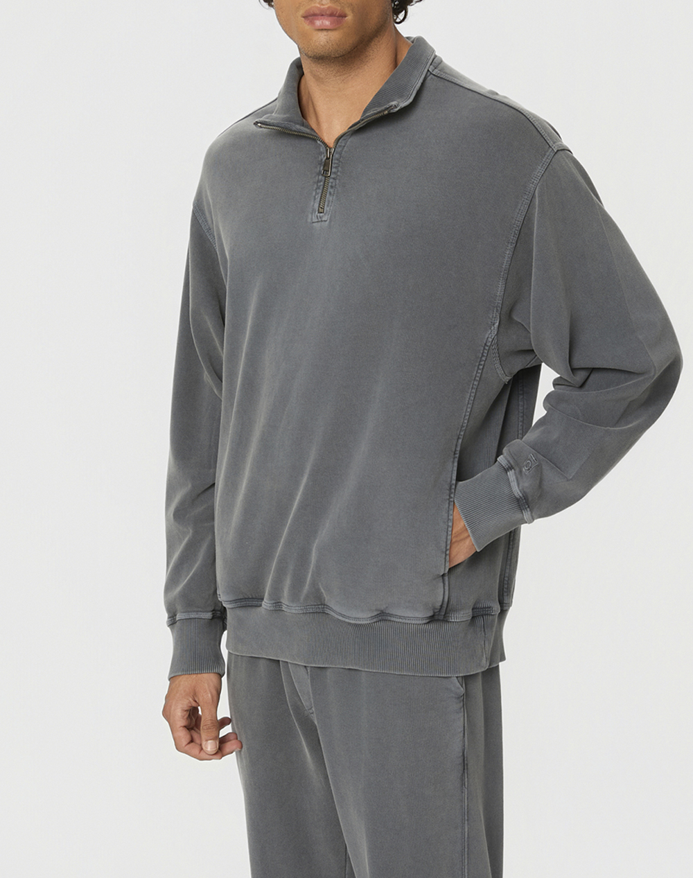 DIRTY LAUNDRY DROPPED SHOULDER HALF-ZIP CREWNECK