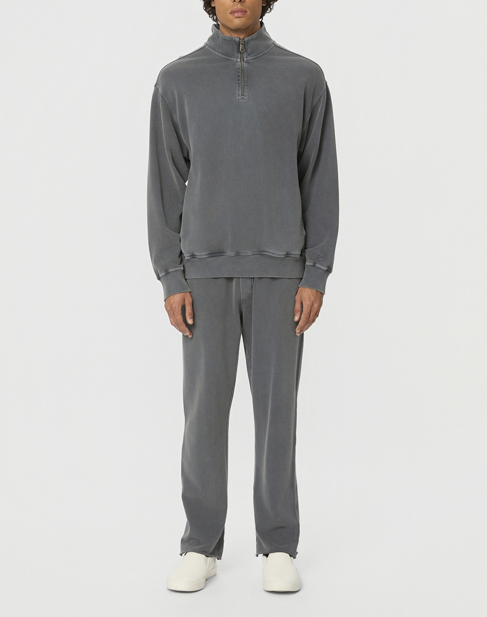DIRTY LAUNDRY DROPPED SHOULDER HALF-ZIP CREWNECK