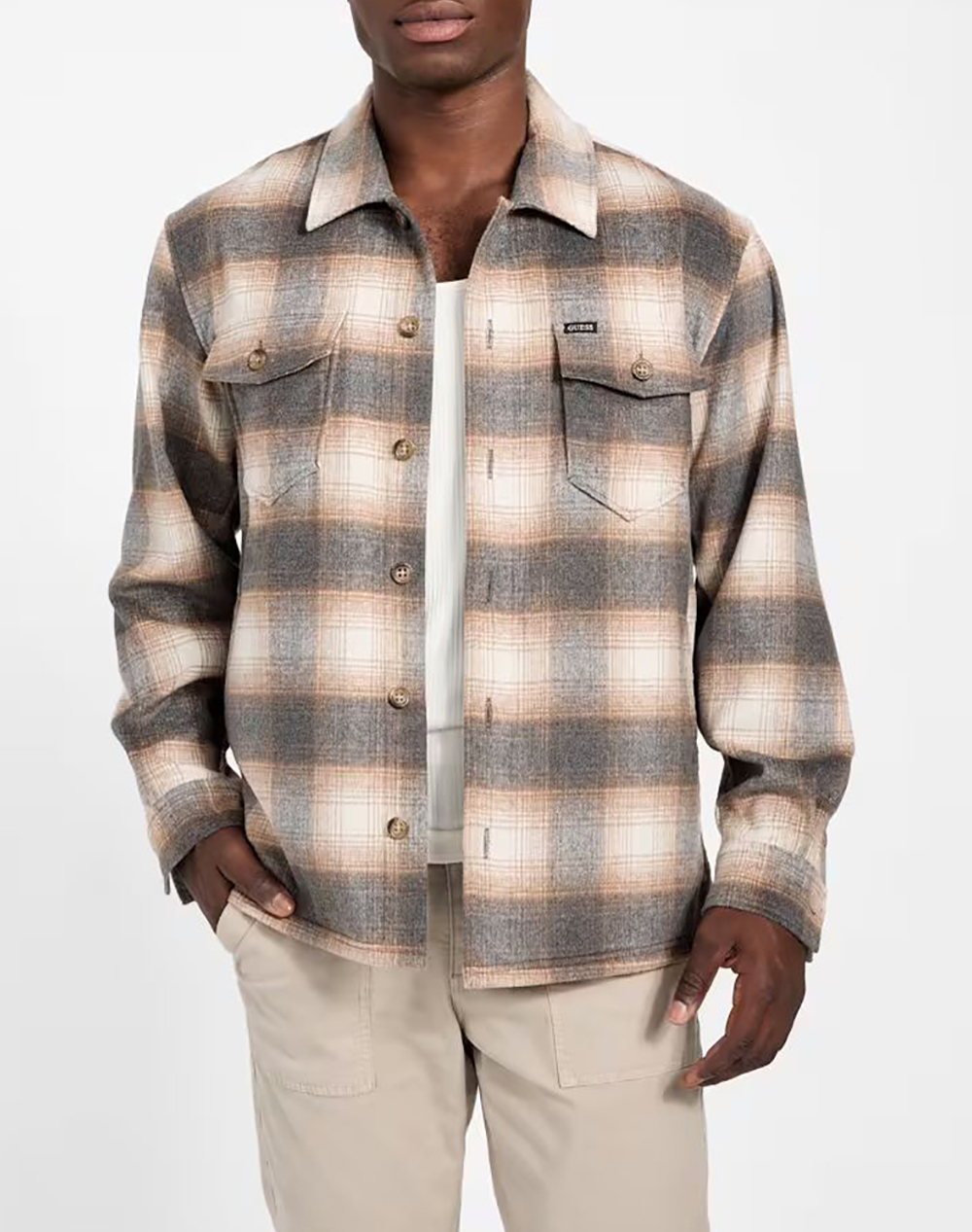 GUESS LS CHECK OVERSHIRT CAMASA DE BARBATI