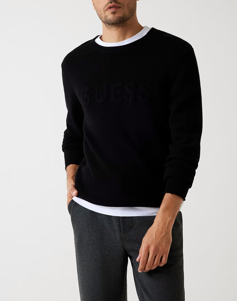 GUESS LS CN 3D GUESS LOGO SWTR TRICOTAT DE BARBATI