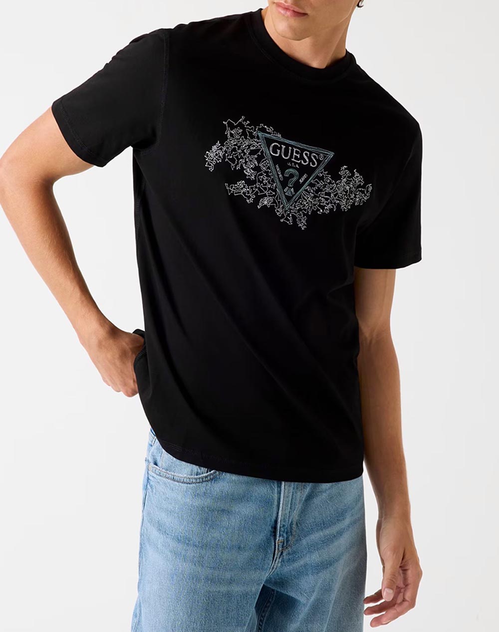 GUESS CN SS EMBROIDERY TRIANGLE TEE BLUZA DE BARBATI