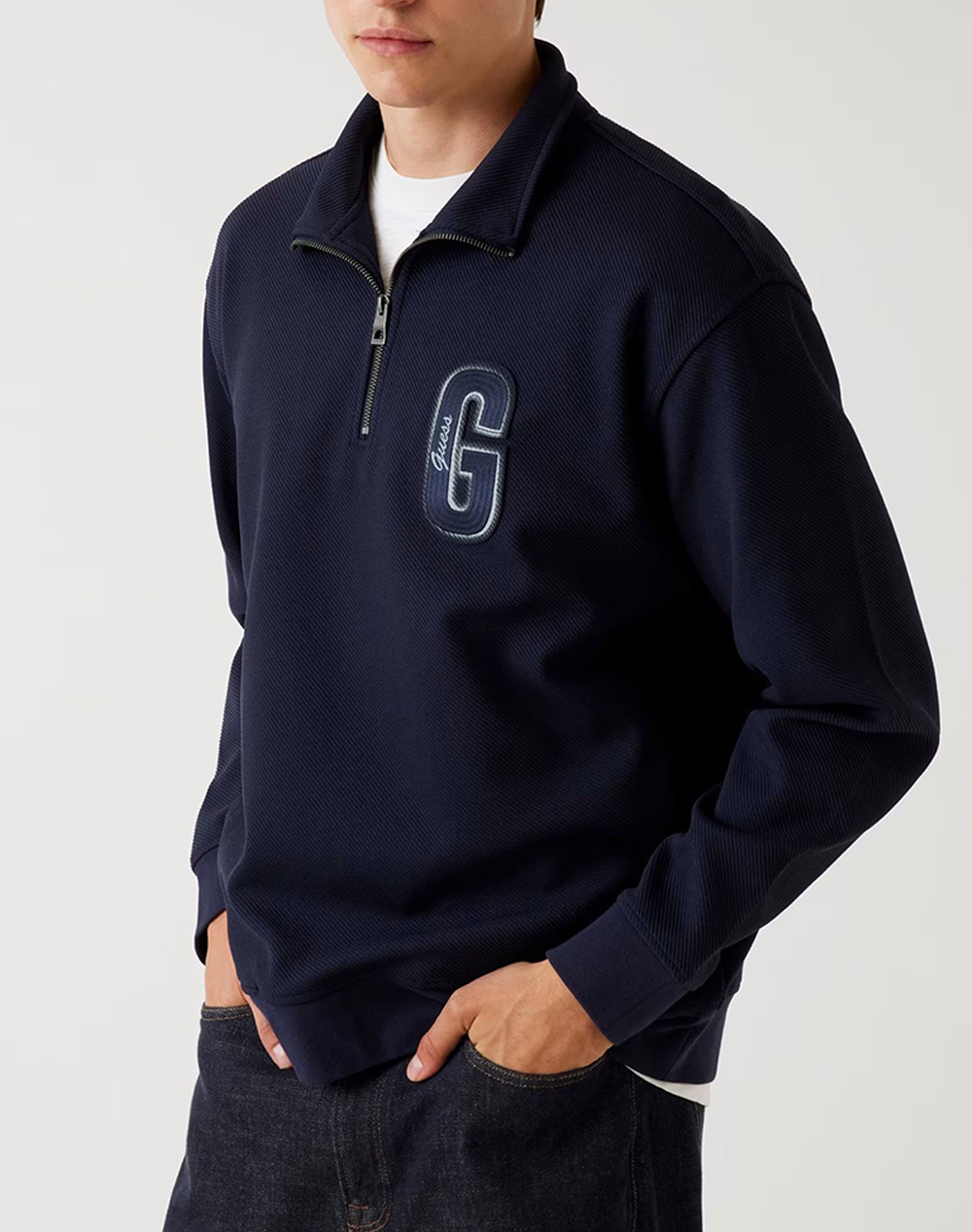 GUESS HARRIS TWILL ZIP MOCK NECK HANORAC DE BARBATI
