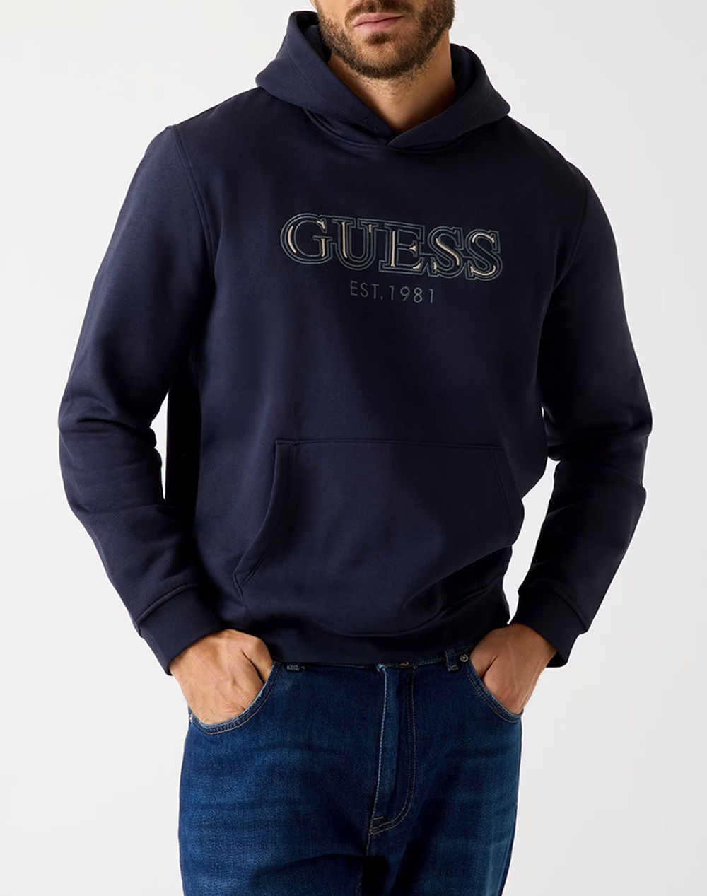 GUESS HOODED BASIC SWEATSHIRT HANORAC DE BARBATI