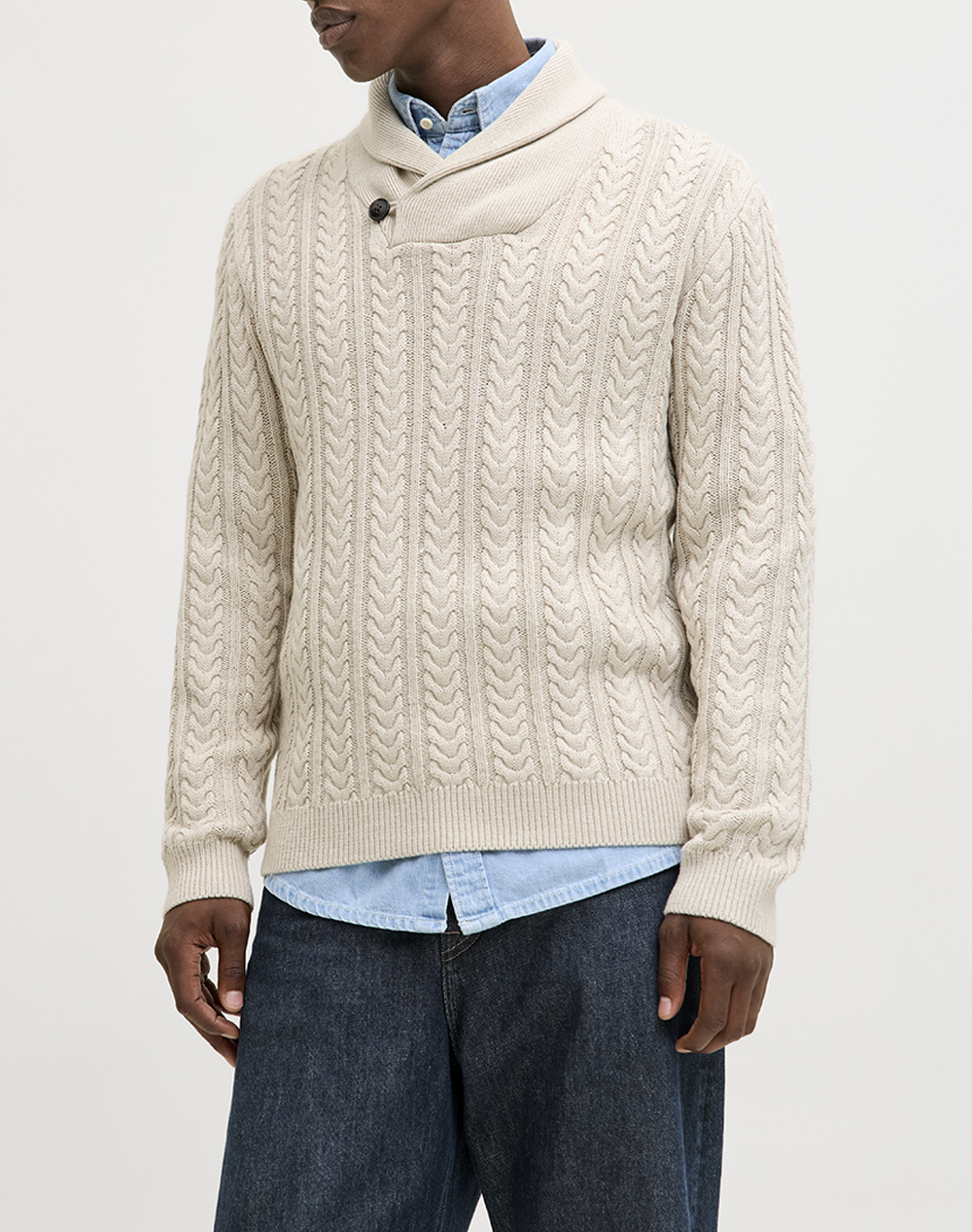 JACK&JONES JPRBLUSEAN KNIT CABLE SHAWL NECK