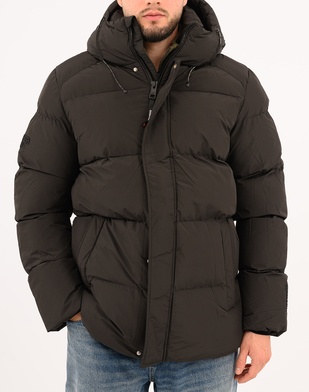 SUPERDRY D2 SDSW HOODED 5 BAFFLE SPORTS PUFFER GEACA DE BARBATI
