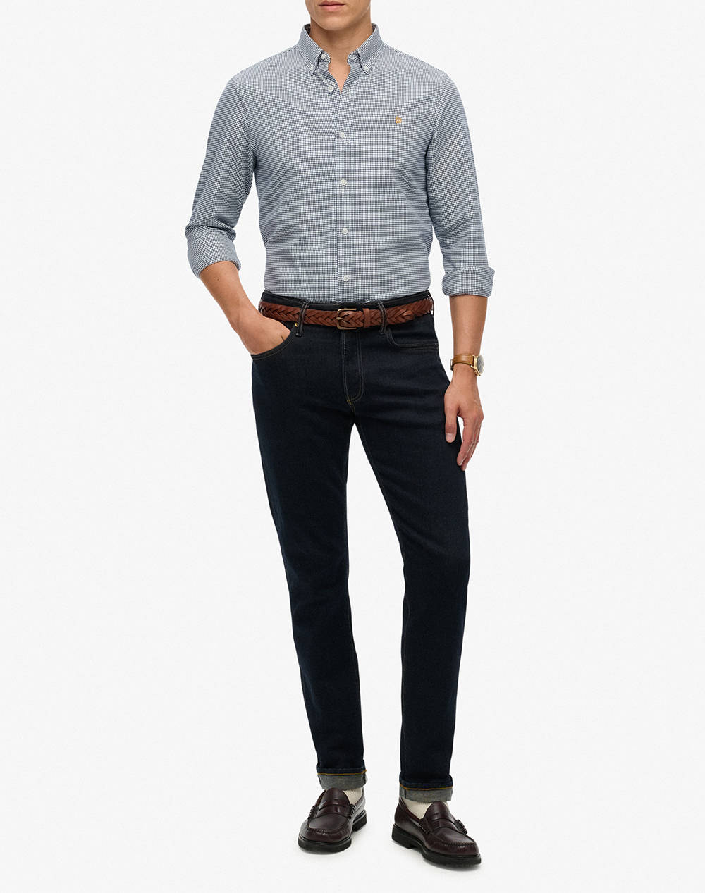 SUPERDRY D2 STUD CLASSIC OXFORD L/S SHIRT CAMASA DE BARBATI