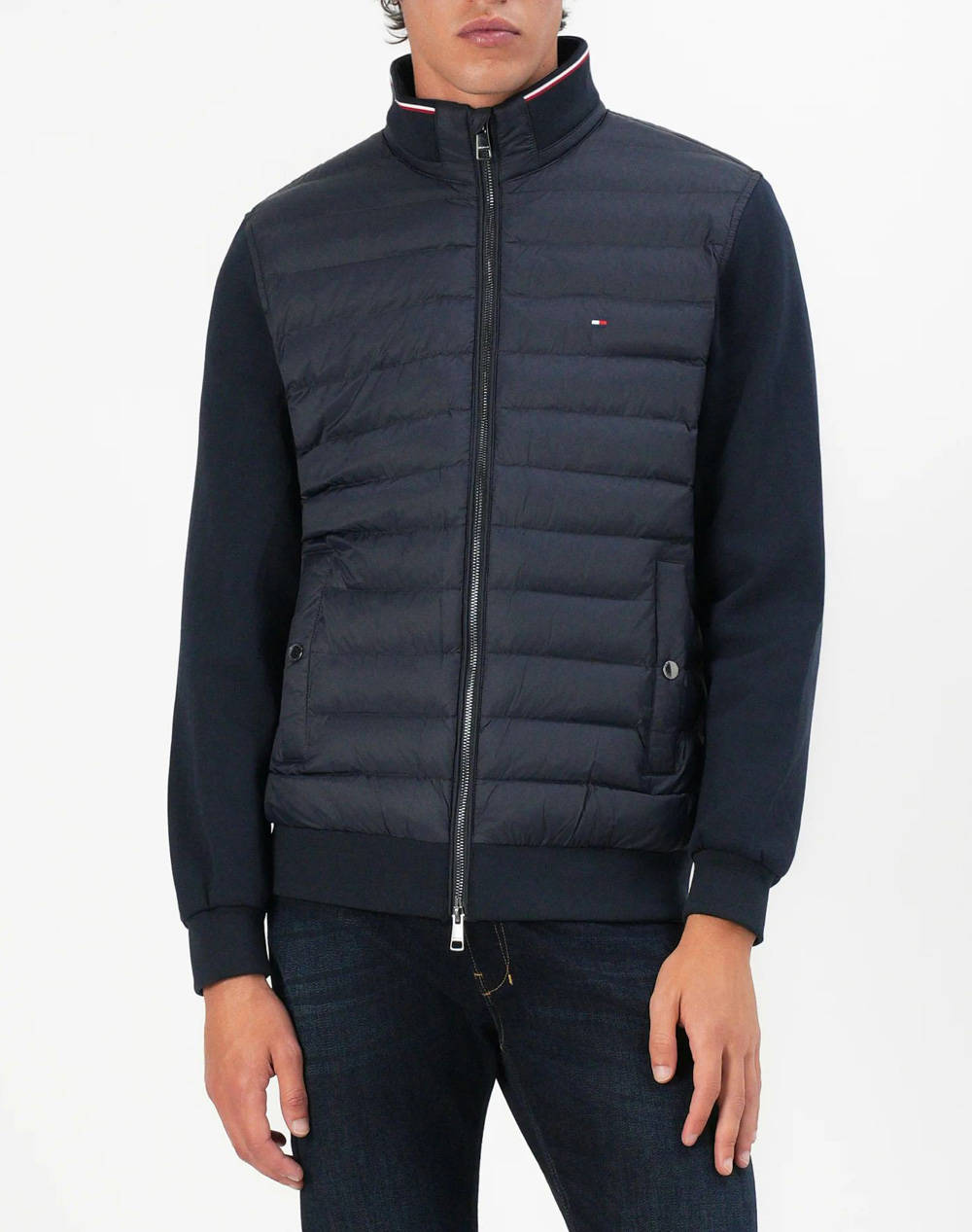 TOMMY HILFIGER MIX MEDIA ESS RWB STAND COLLAR