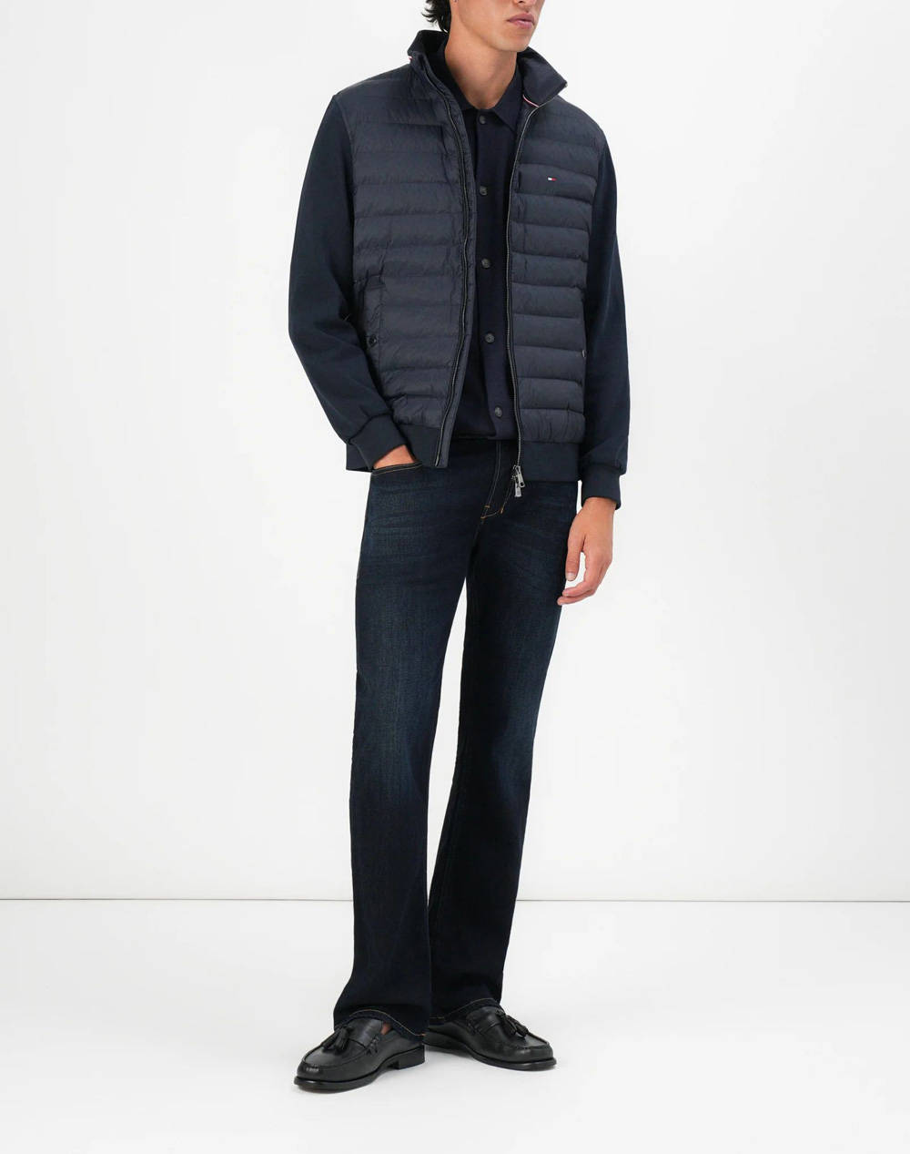 TOMMY HILFIGER MIX MEDIA ESS RWB STAND COLLAR