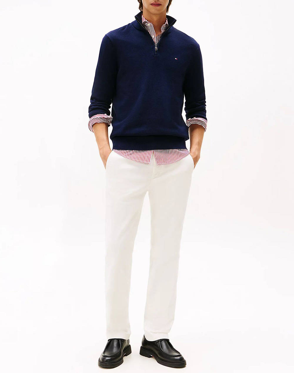TOMMY HILFIGER PIMA ORG CTN CASHMERE ZIP MOCK