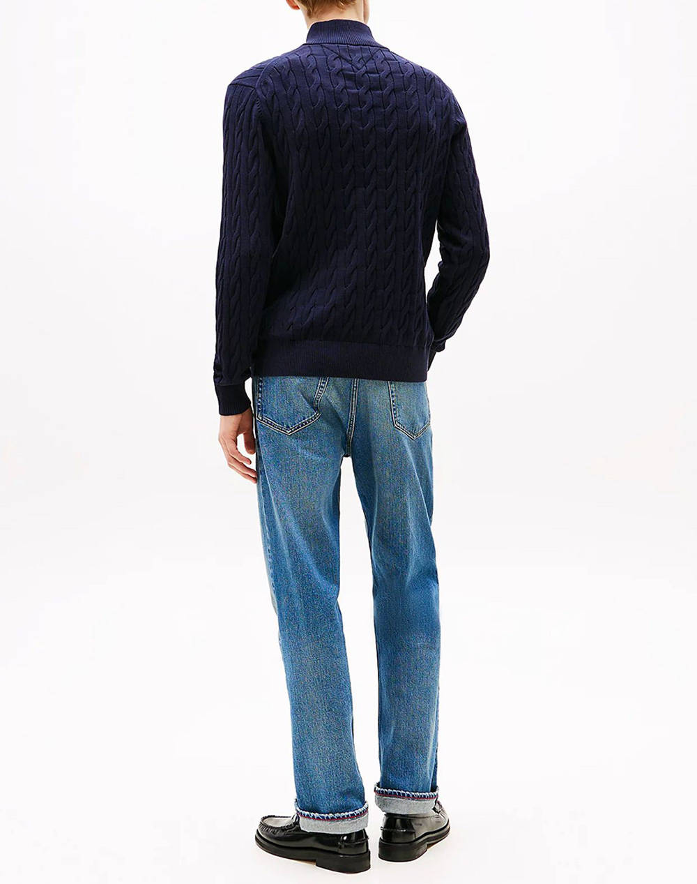 TOMMY HILFIGER CLASSIC COTTON CABLE ZIP MOCK