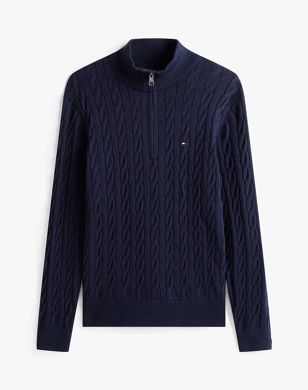 TOMMY HILFIGER CLASSIC COTTON CABLE ZIP MOCK