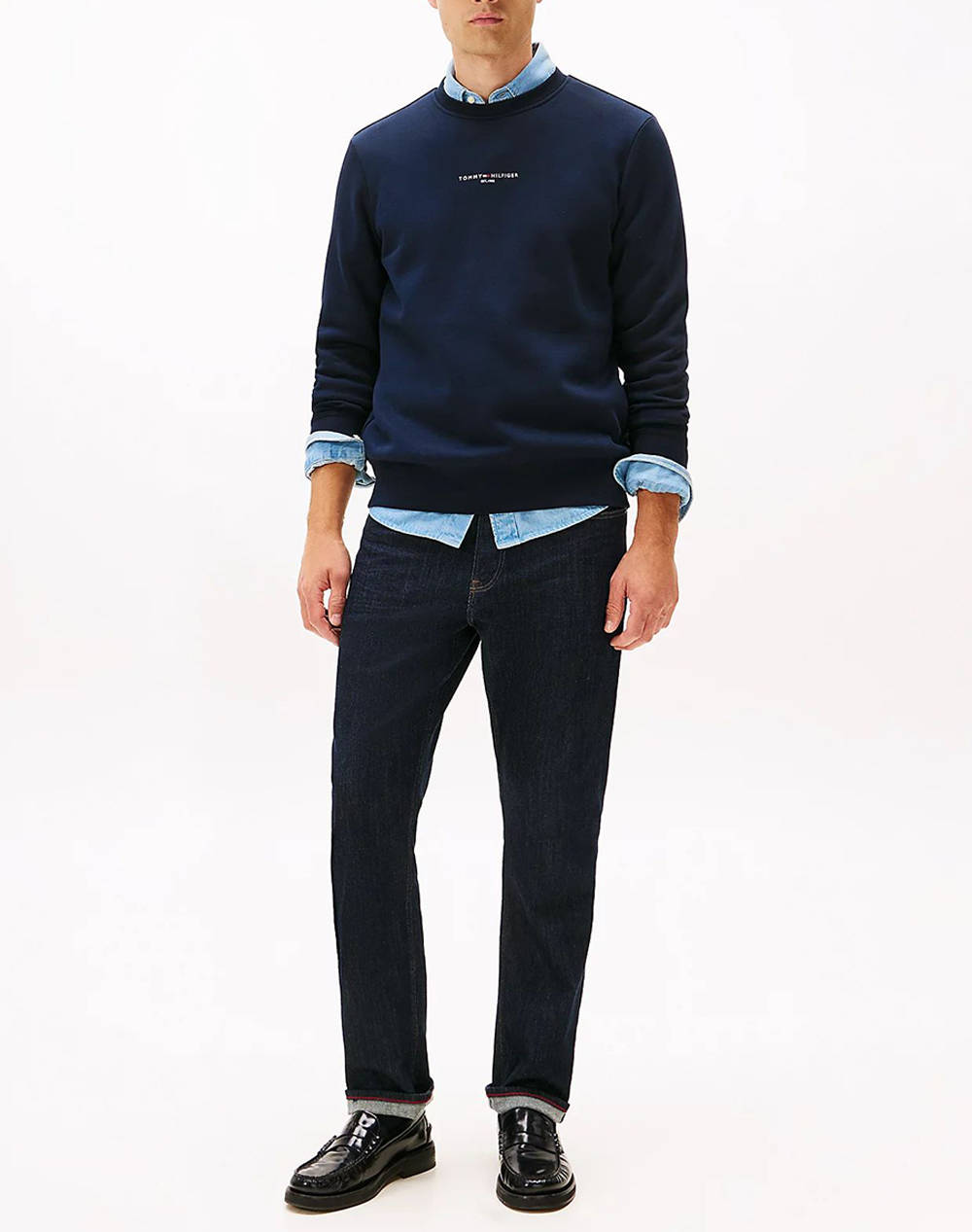 TOMMY HILFIGER TOMMY LOGO TIPPED CREWNECK