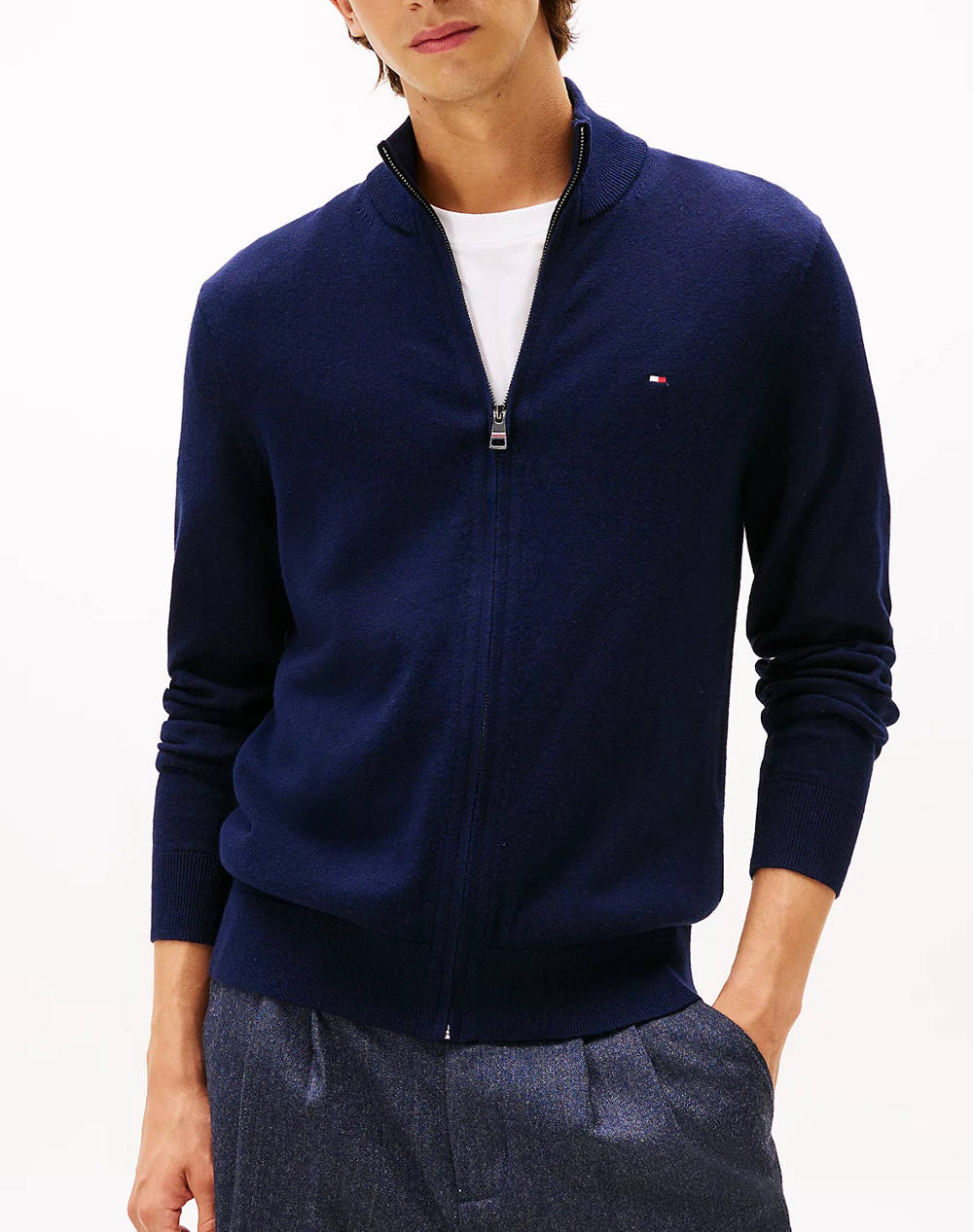 TOMMY HILFIGER PIMA ORG CTN CASHMERE ZIP THRU
