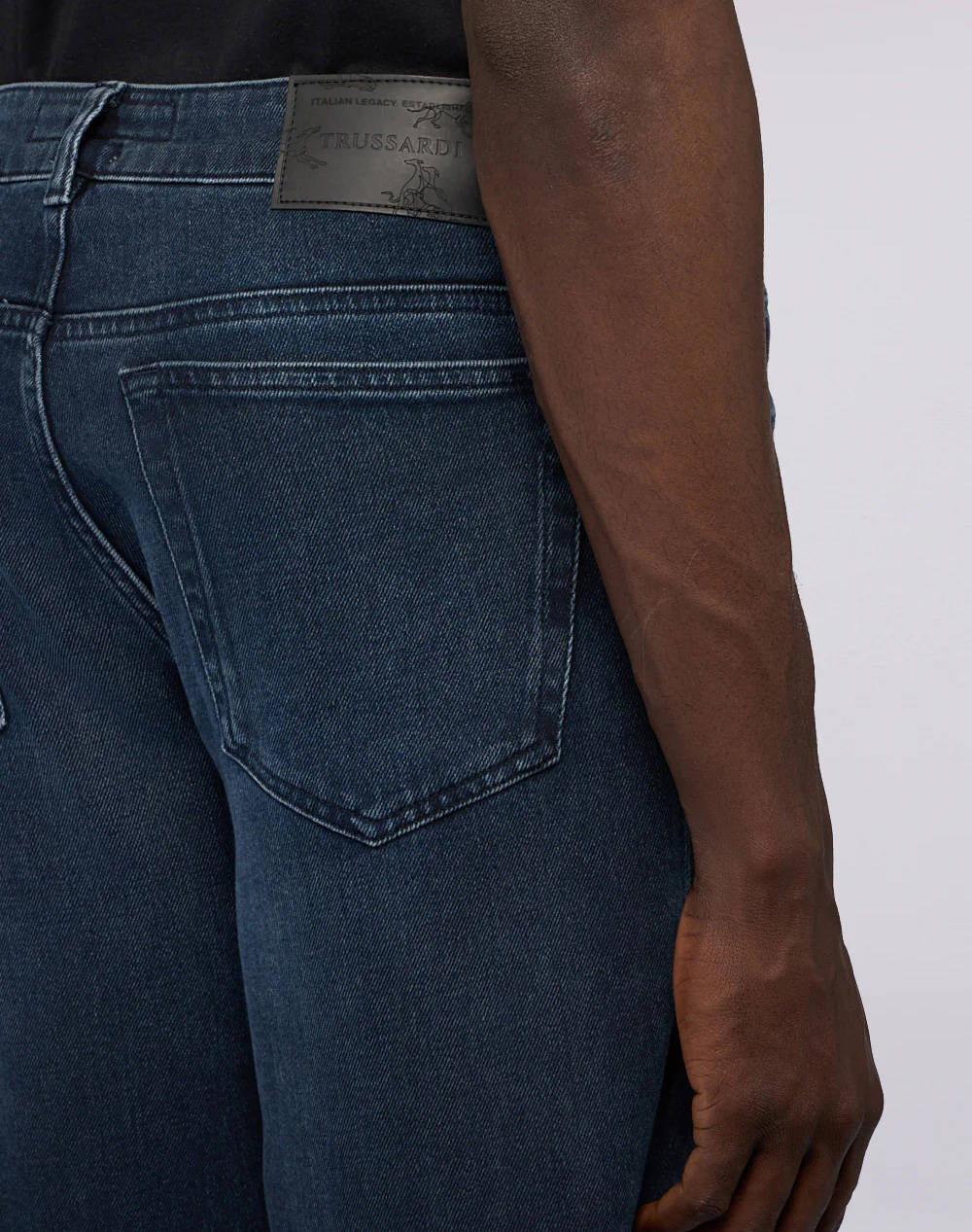 TRUSSARDI JEANS-5 TASCHE 370 CLOSE IN DENIM BLUE/BLACK STONE WASHED