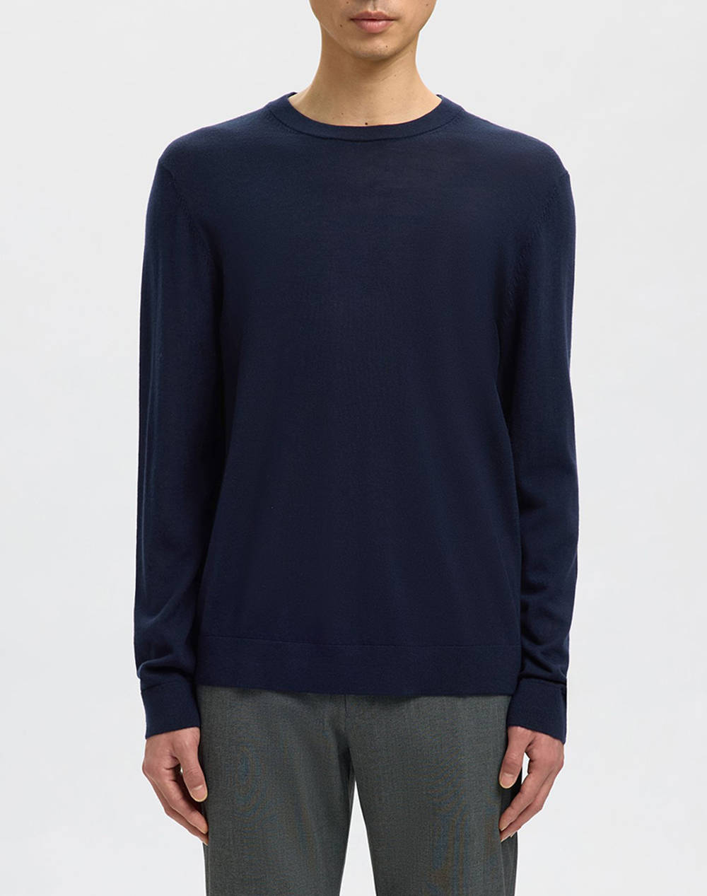 SELECTED SLHTRAY LS KNIT MERINO CREW NECK NOOS