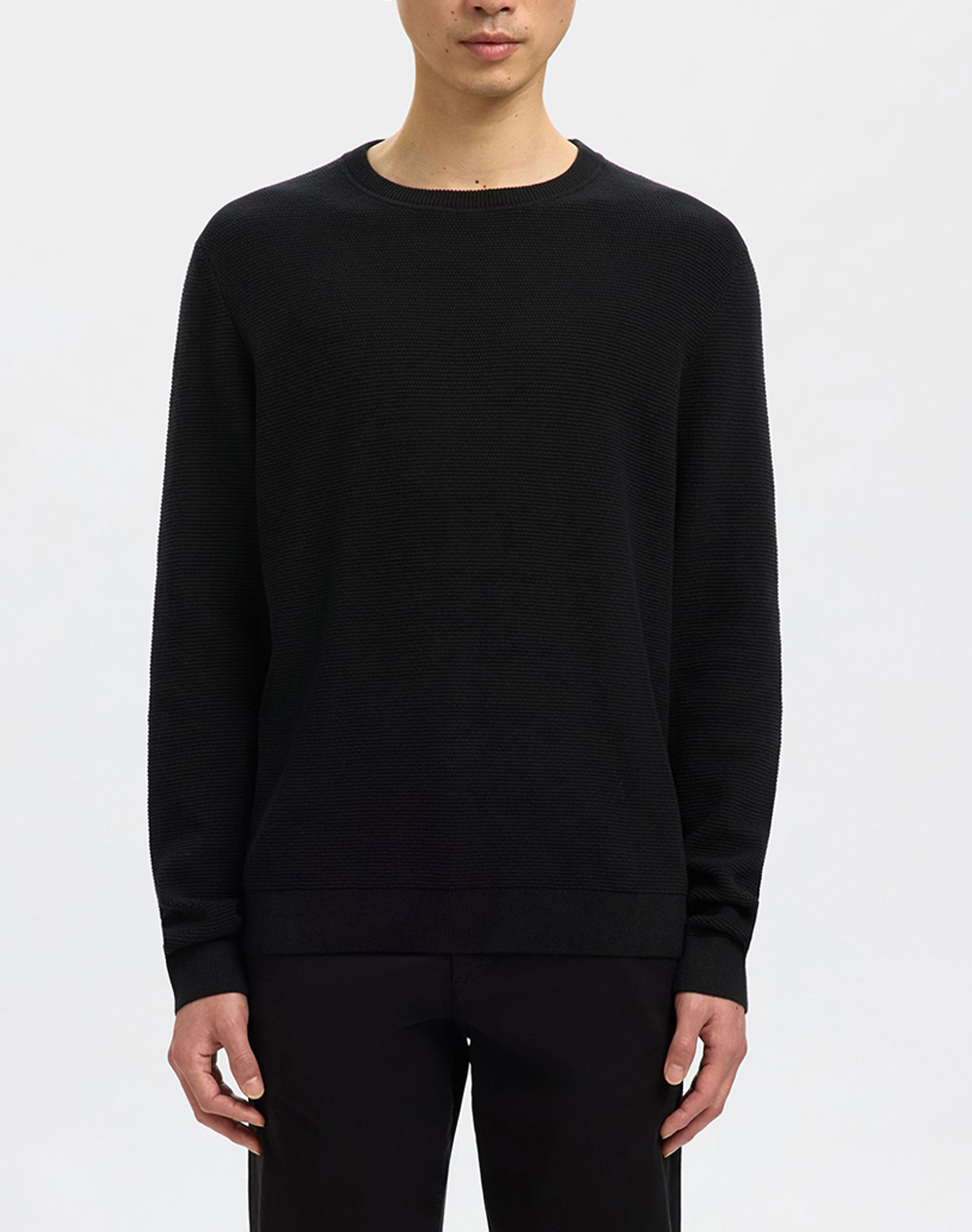SELECTED SLHROSS LS KNIT STRUCTURE CREW NECK NOOS