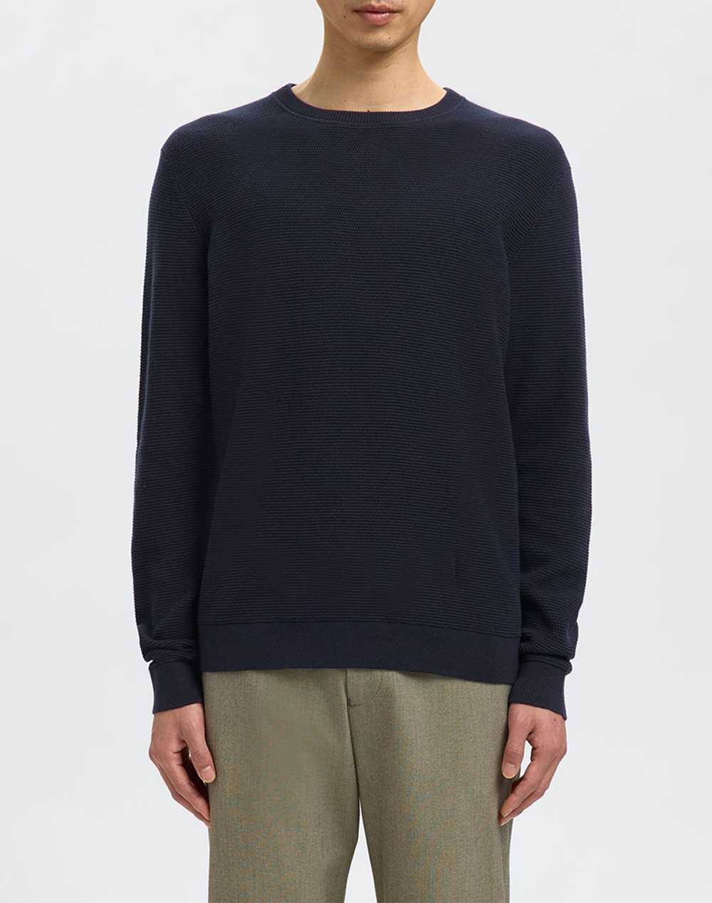 SELECTED SLHROSS LS KNIT STRUCTURE CREW NECK NOOS