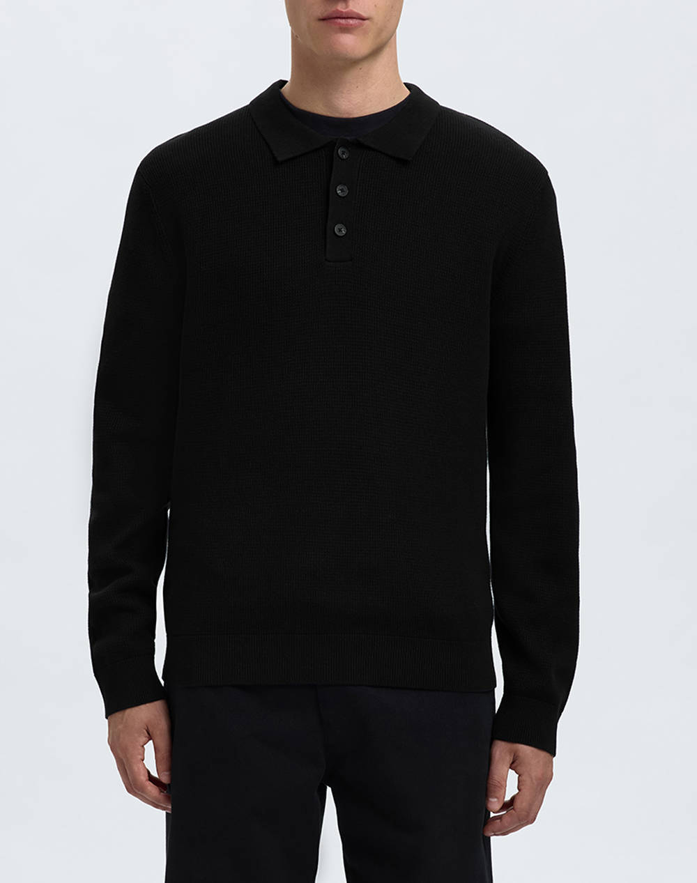 SELECTED SLHDANE LS KNIT STRUCTURE POLO NECK