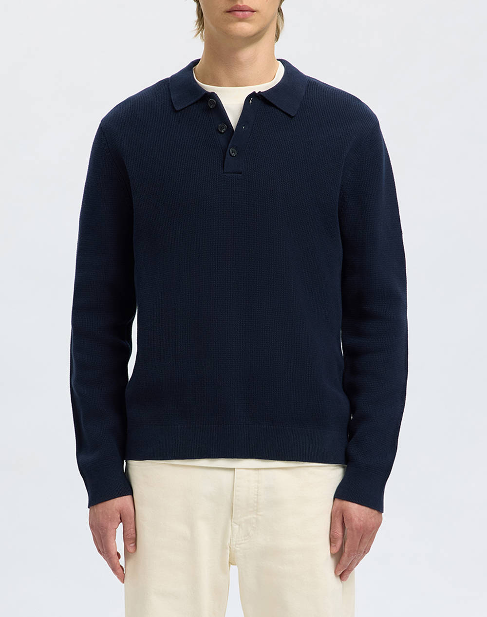SELECTED SLHDANE LS KNIT STRUCTURE POLO NECK