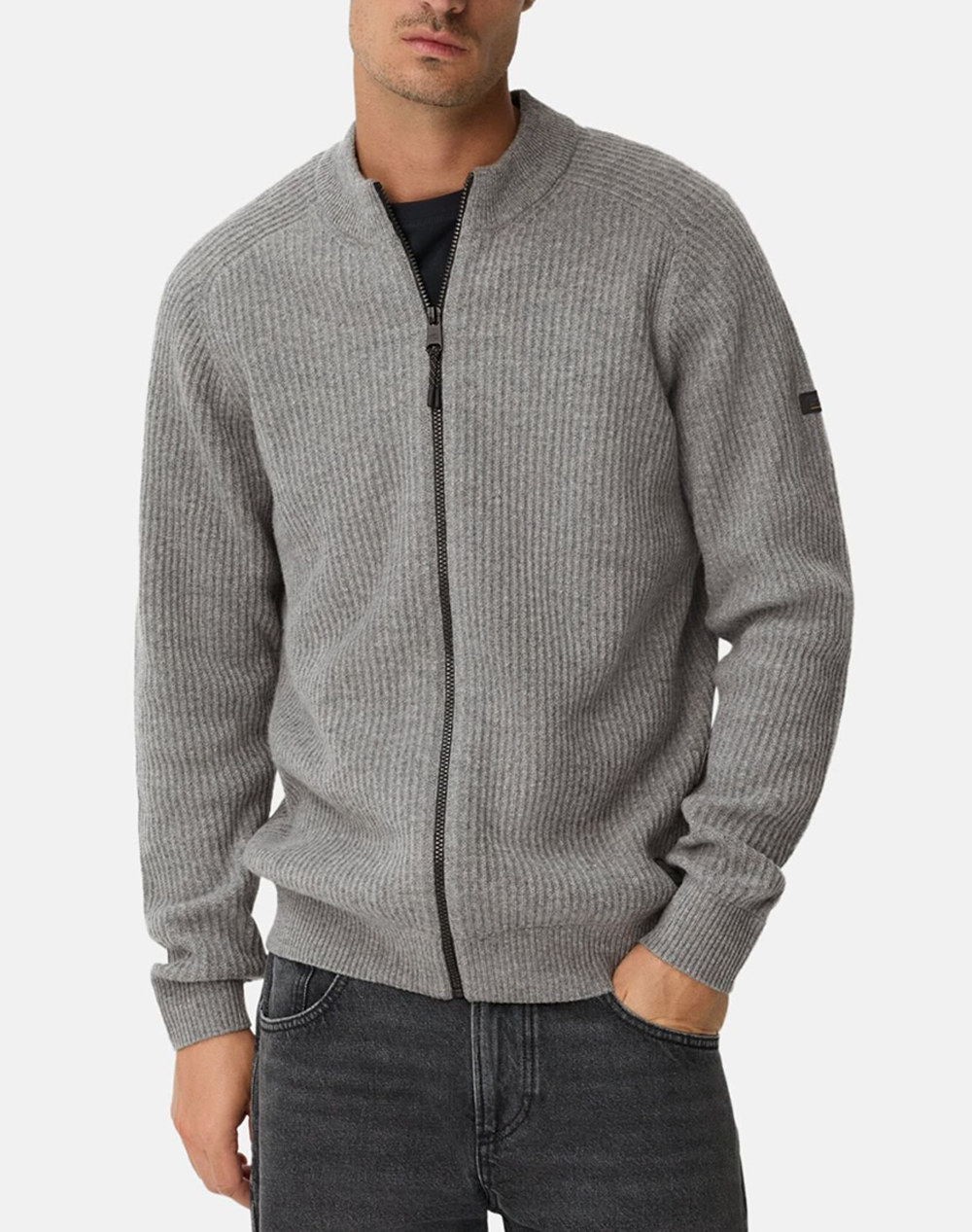 CAMEL ACTIVE Cardigan tricotat full zip stand up collar