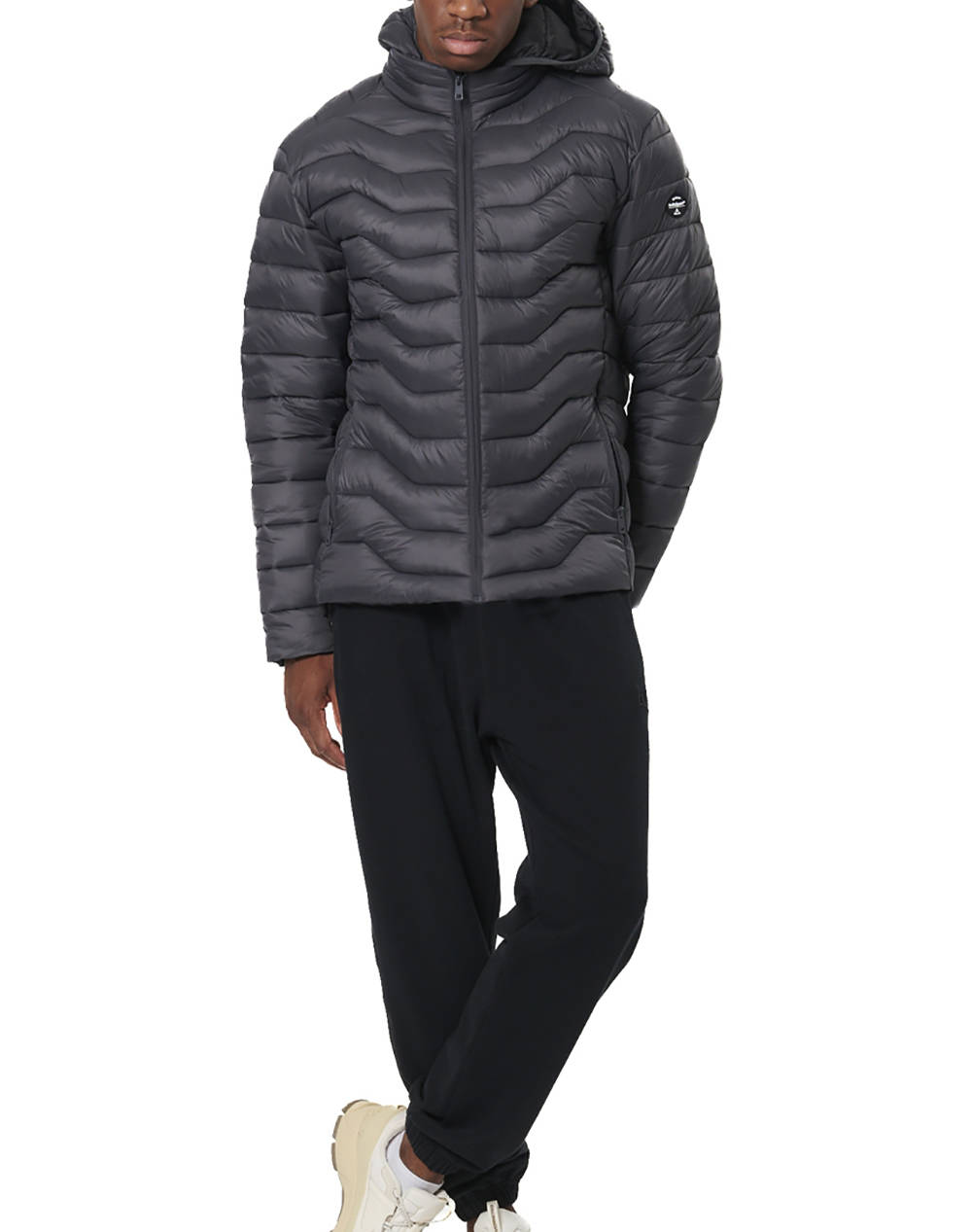 BODY ACTION MENS LIGHTWEIGHT QUILTED JACKET WITH HOOD