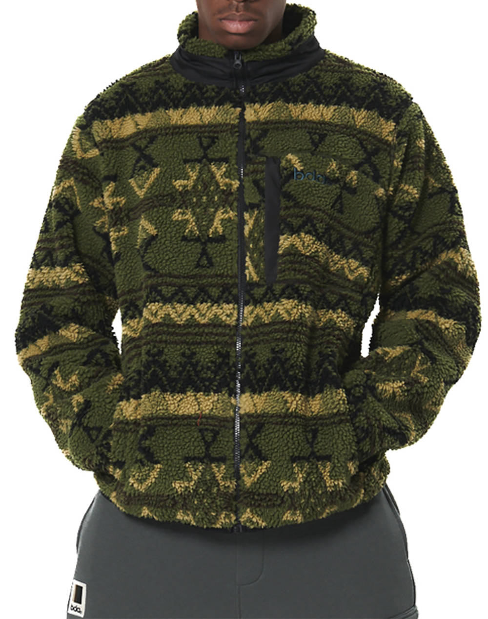 BODY ACTION MEN''S PRINTED SHERPA-FLEECE JACKET