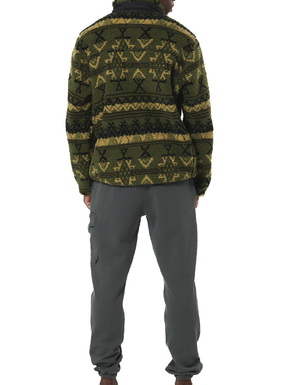 BODY ACTION MENS PRINTED SHERPA-FLEECE JACKET