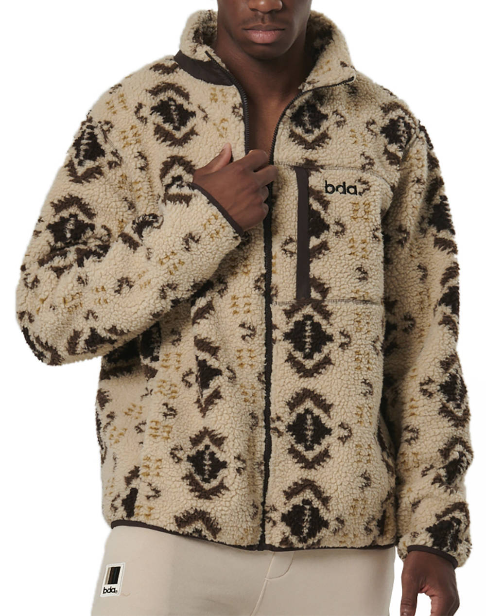 BODY ACTION MEN''S PRINTED SHERPA-FLEECE JACKET
