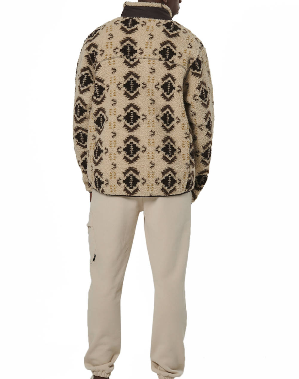 BODY ACTION MENS PRINTED SHERPA-FLEECE JACKET