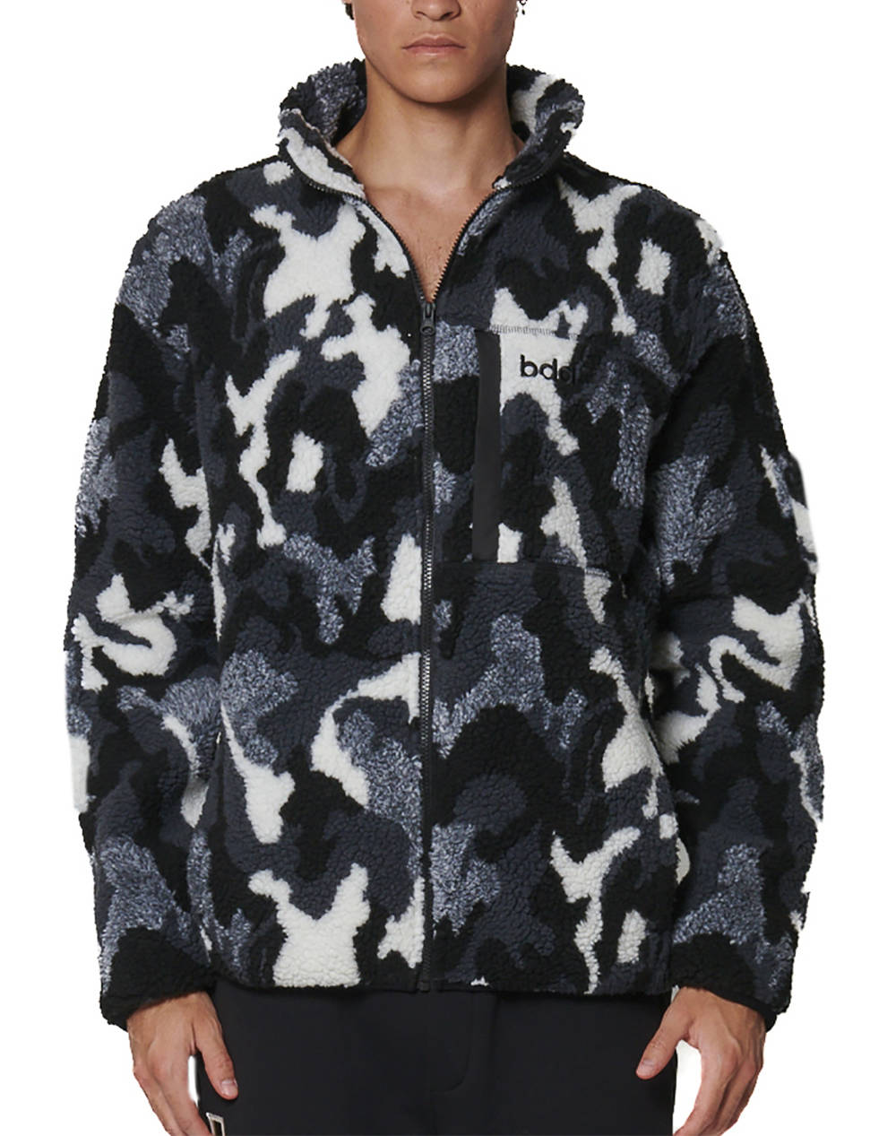 BODY ACTION MEN''S PRINTED SHERPA-FLEECE JACKET