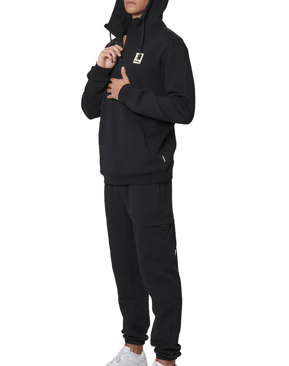 BODY ACTION MENS HALF-ZIP HOODED SWEATSHIRT