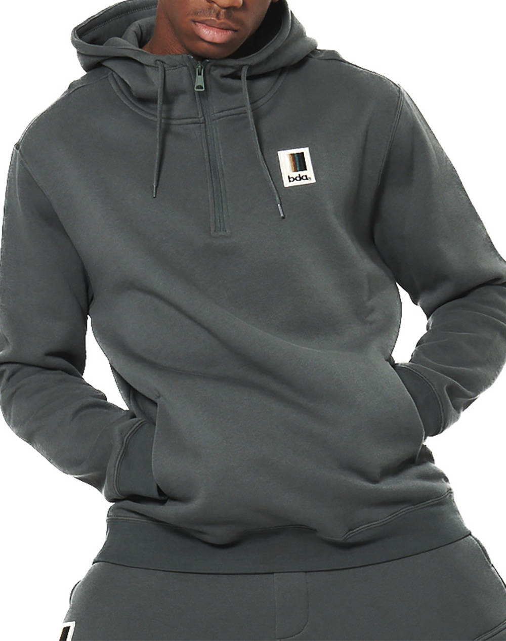 BODY ACTION MEN''S HALF-ZIP HOODED SWEATSHIRT