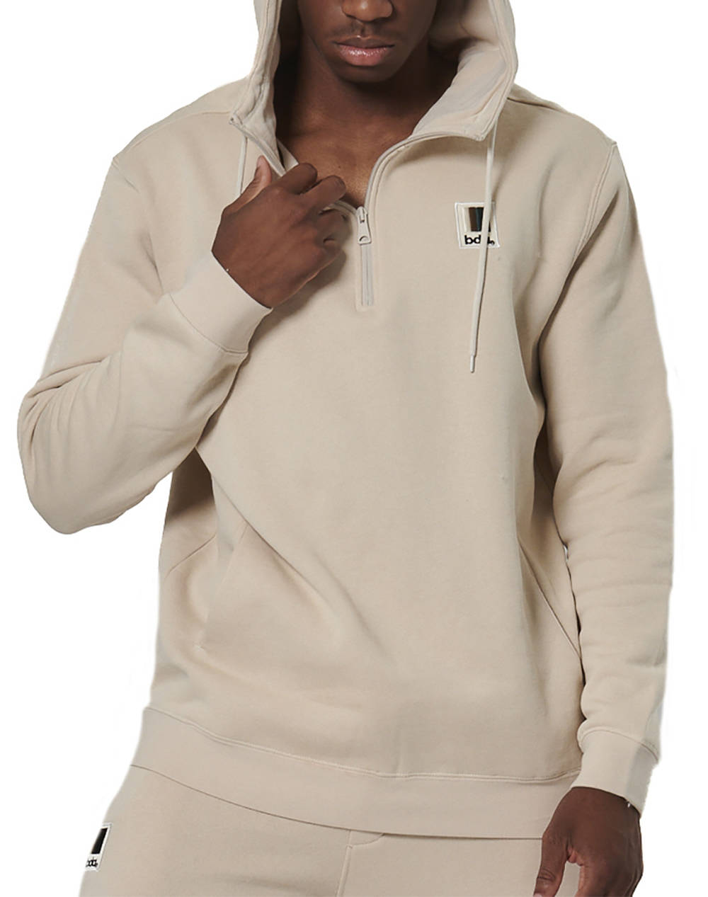 BODY ACTION MEN''S HALF-ZIP HOODED SWEATSHIRT