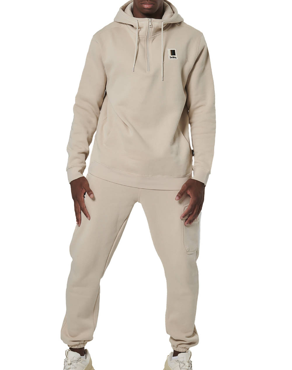 BODY ACTION MENS HALF-ZIP HOODED SWEATSHIRT