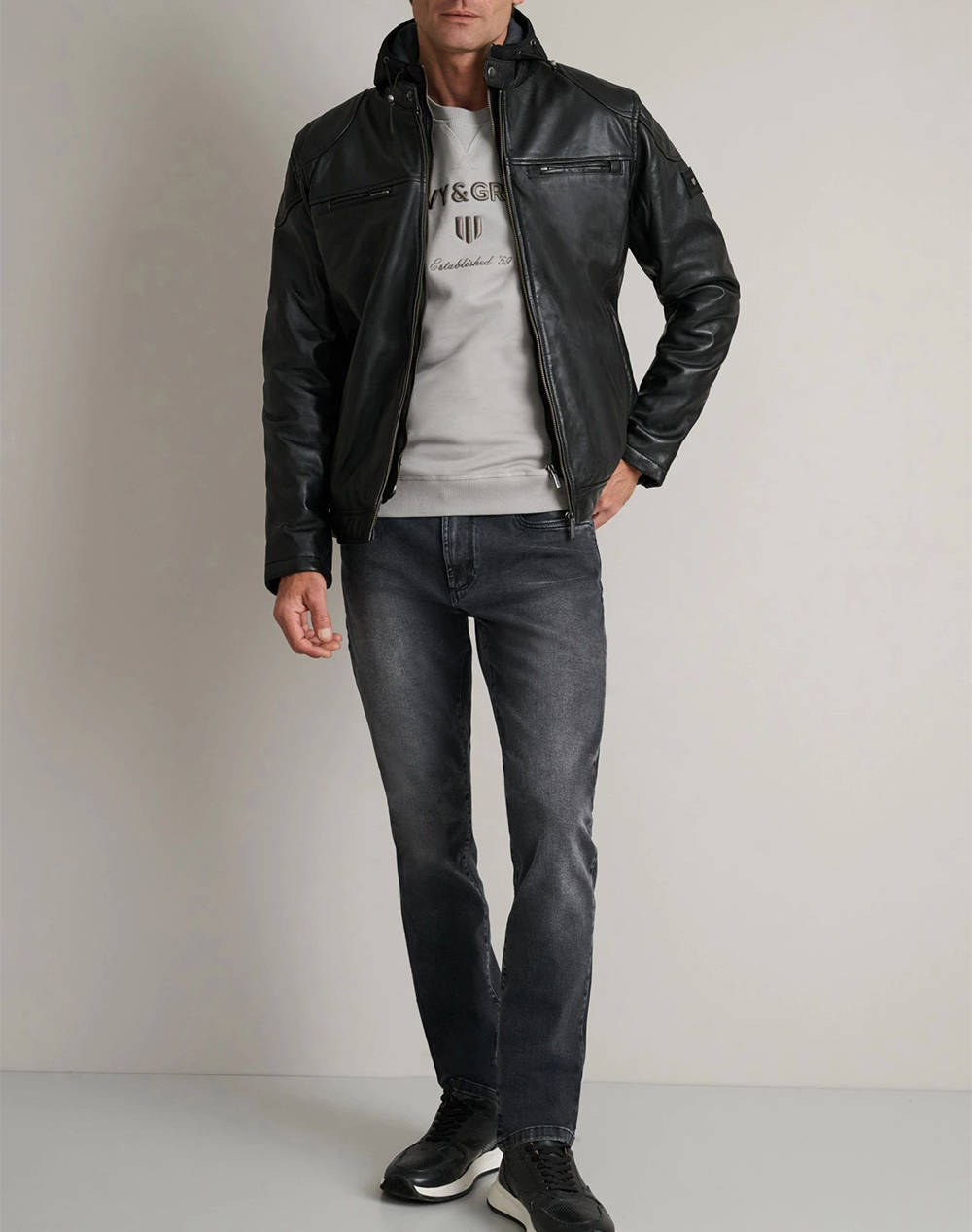 NAVY&GREEN JACKET DIN PIELE