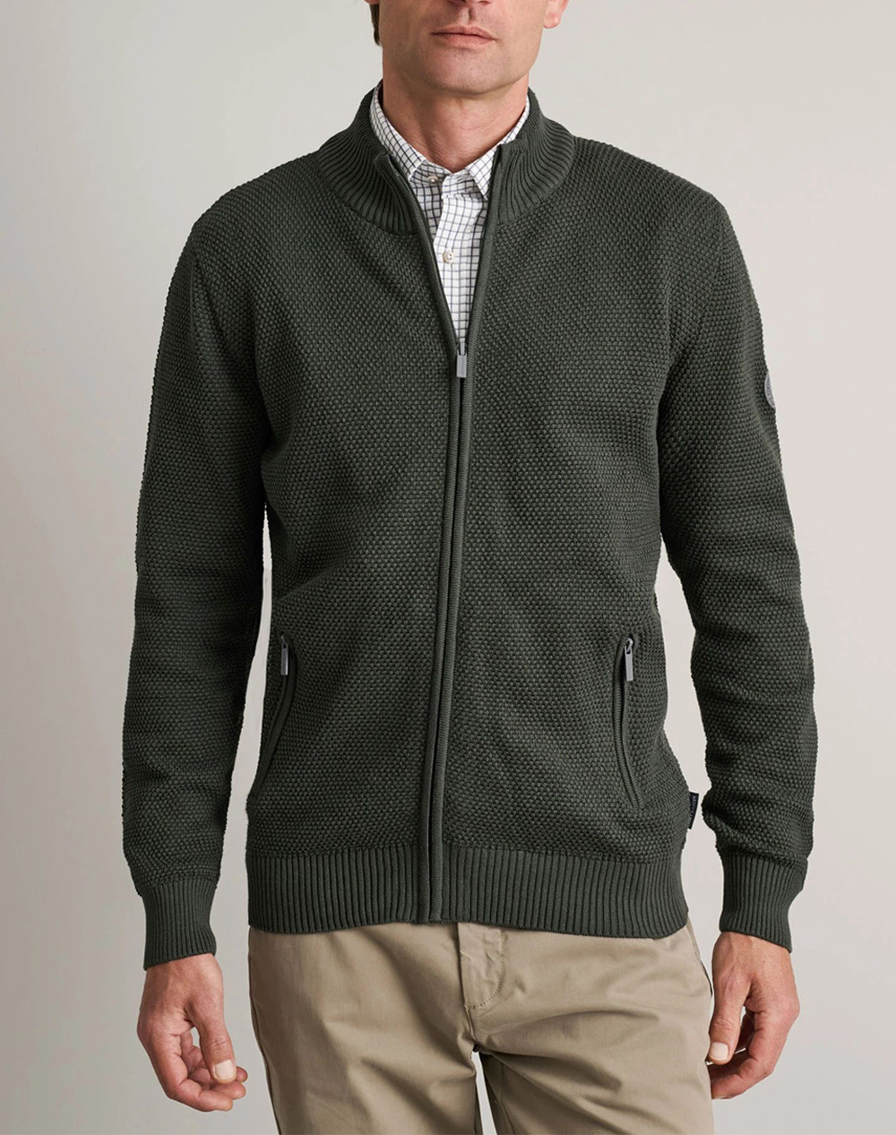 NAVY&GREEN JACHETA TRICOTATA DIN BUMBAC CU FERMOAR