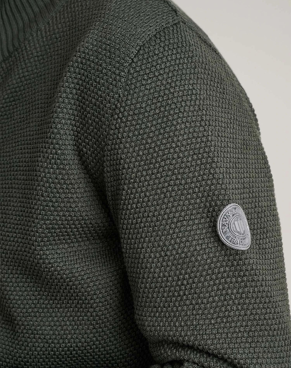 NAVY&GREEN JACHETA TRICOTATA DIN BUMBAC CU FERMOAR