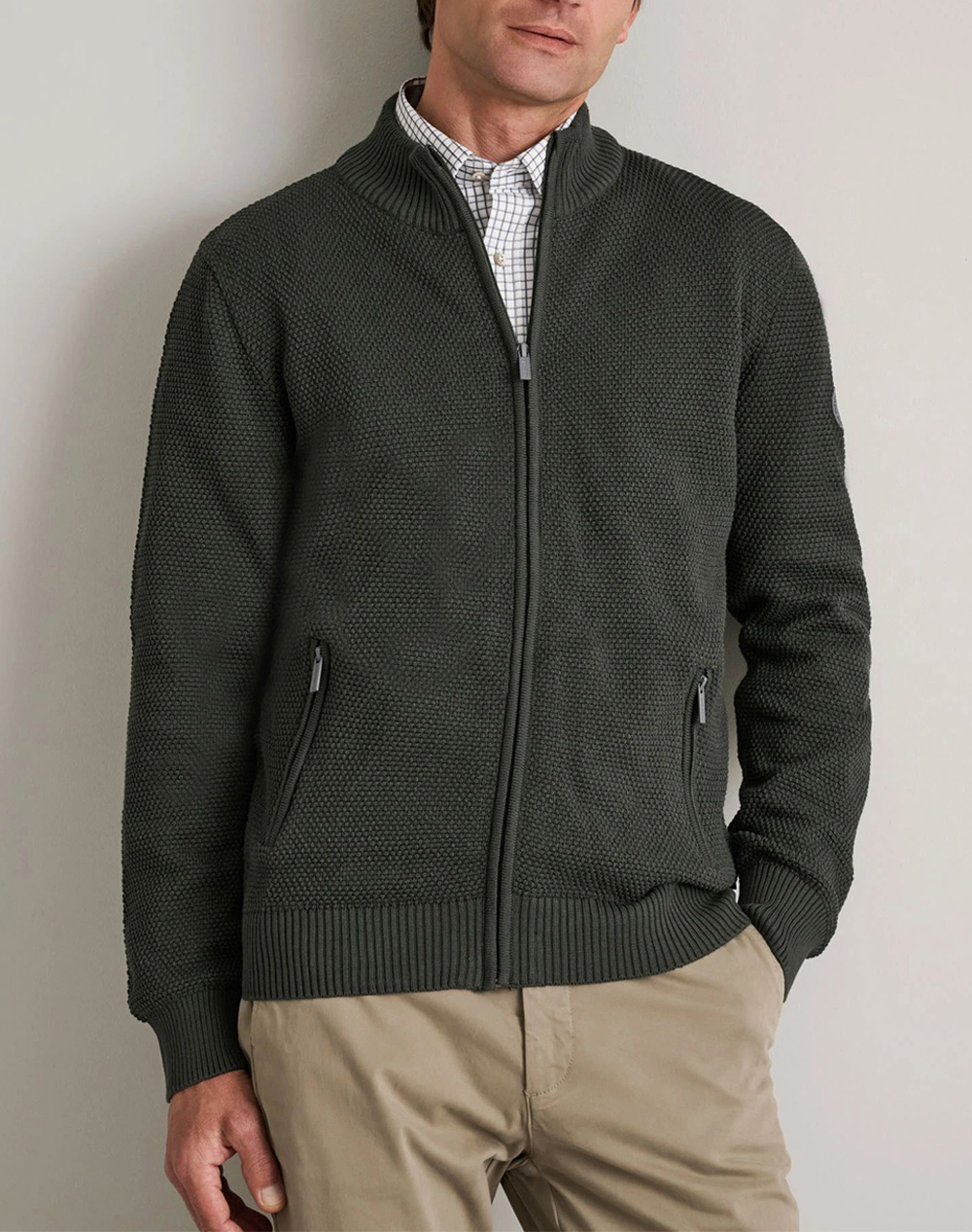 NAVY&GREEN JACHETA TRICOTATA DIN BUMBAC CU FERMOAR