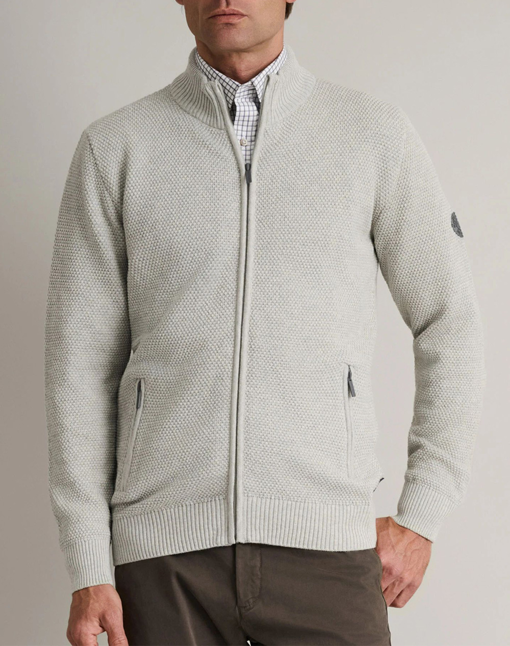 NAVY&GREEN JACHETA TRICOTATA DIN BUMBAC CU FERMOAR