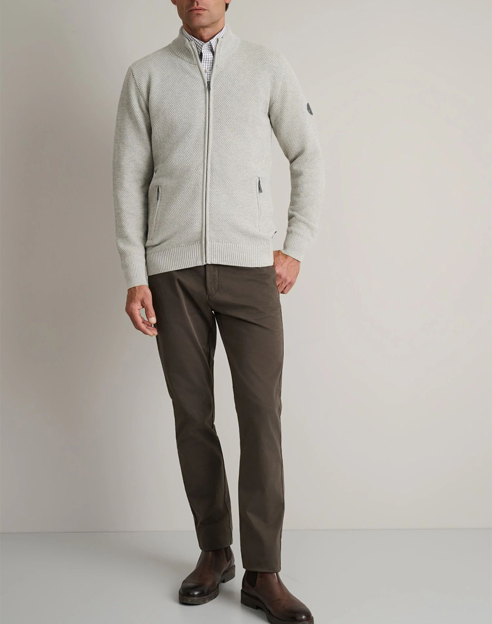 NAVY&GREEN JACHETA TRICOTATA DIN BUMBAC CU FERMOAR