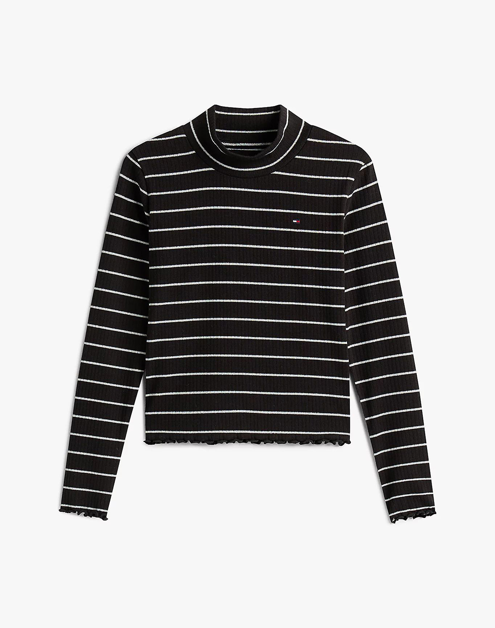 TOMMY HILFIGER SPARKLE STRIPE MOCK NECK L/S