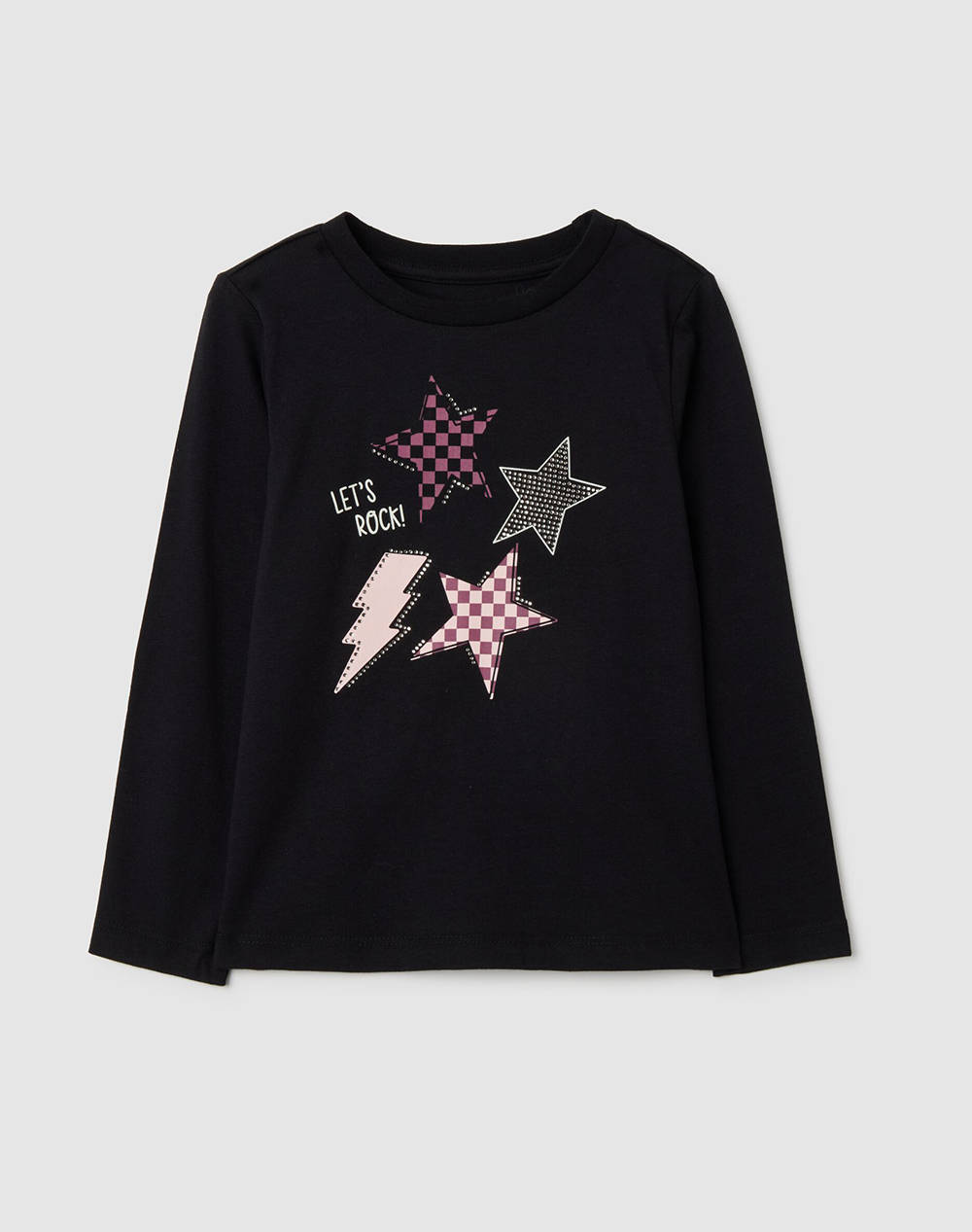 OVS TSH LS PRINT4-5COL STRASS