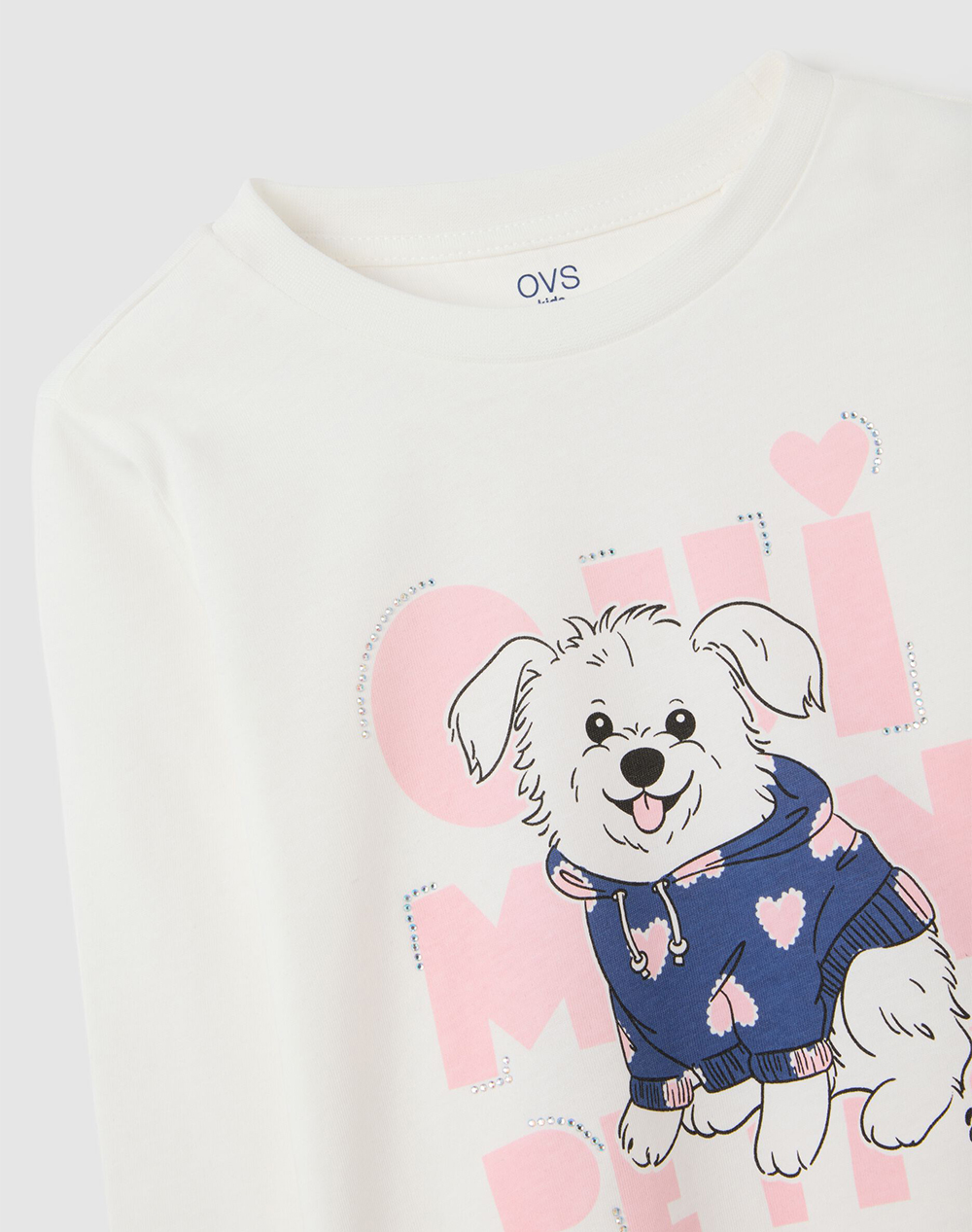 OVS TSH LS PRINT4-5COL STRASS