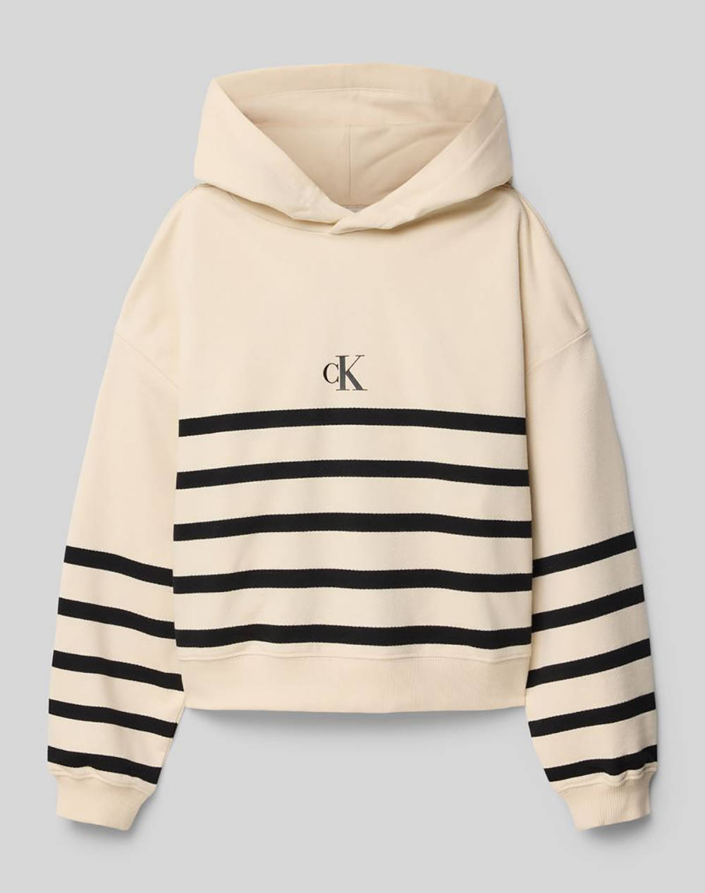 CALVIN KLEIN JEANS CK LOGO BOXY FIT STRIPES HOODIE