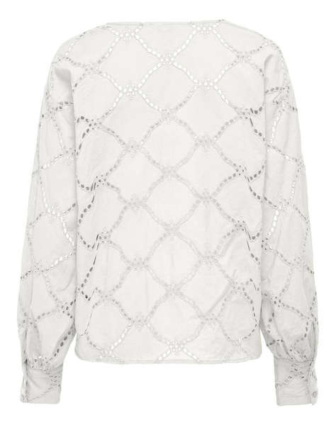ONLY ONLDORA GELLAR LS V-NECK EMB TOP WVN