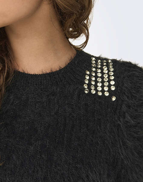 ONLY ONLSURI LS BLING CROP O-NECK PRM KNT