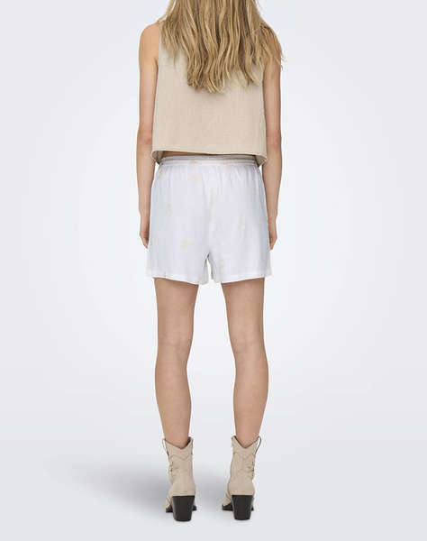 ONLY ONLCARO MW LINEN BL EMB SHORTS CC PNT