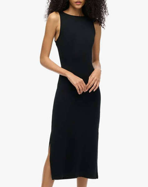 SUPERDRY D1 STUD JERSEY TWIST BACK MIDI DRESS ROCHIE DE DAMA