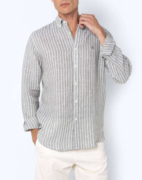 THE BOSTONIANS CAMASA ACORN IN REGULAR FIT Stripe LINEN Button-down Regular Fit
