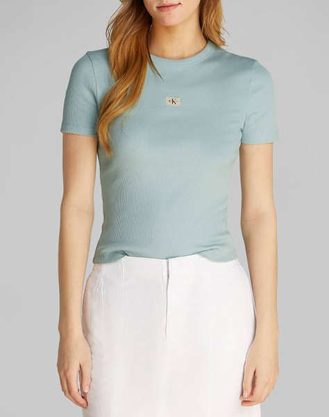 CALVIN KLEIN JEANS WOVEN LABEL RIB FITTED TEE